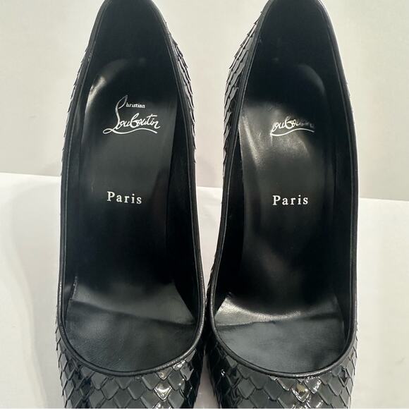 Christian Louboutin Kate 100 Pumps Scale-Embossed Black LV size 38 - Picture 11 of 13